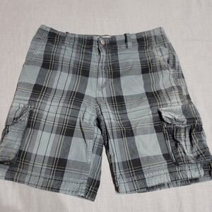 Aeropostale Gray Plaid Cargo Shorts Sz 38 Y2k